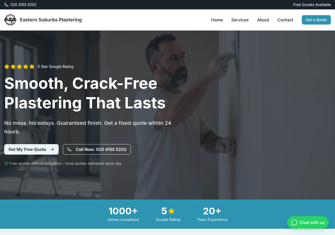 Example of a professional tradie website built by Catchie